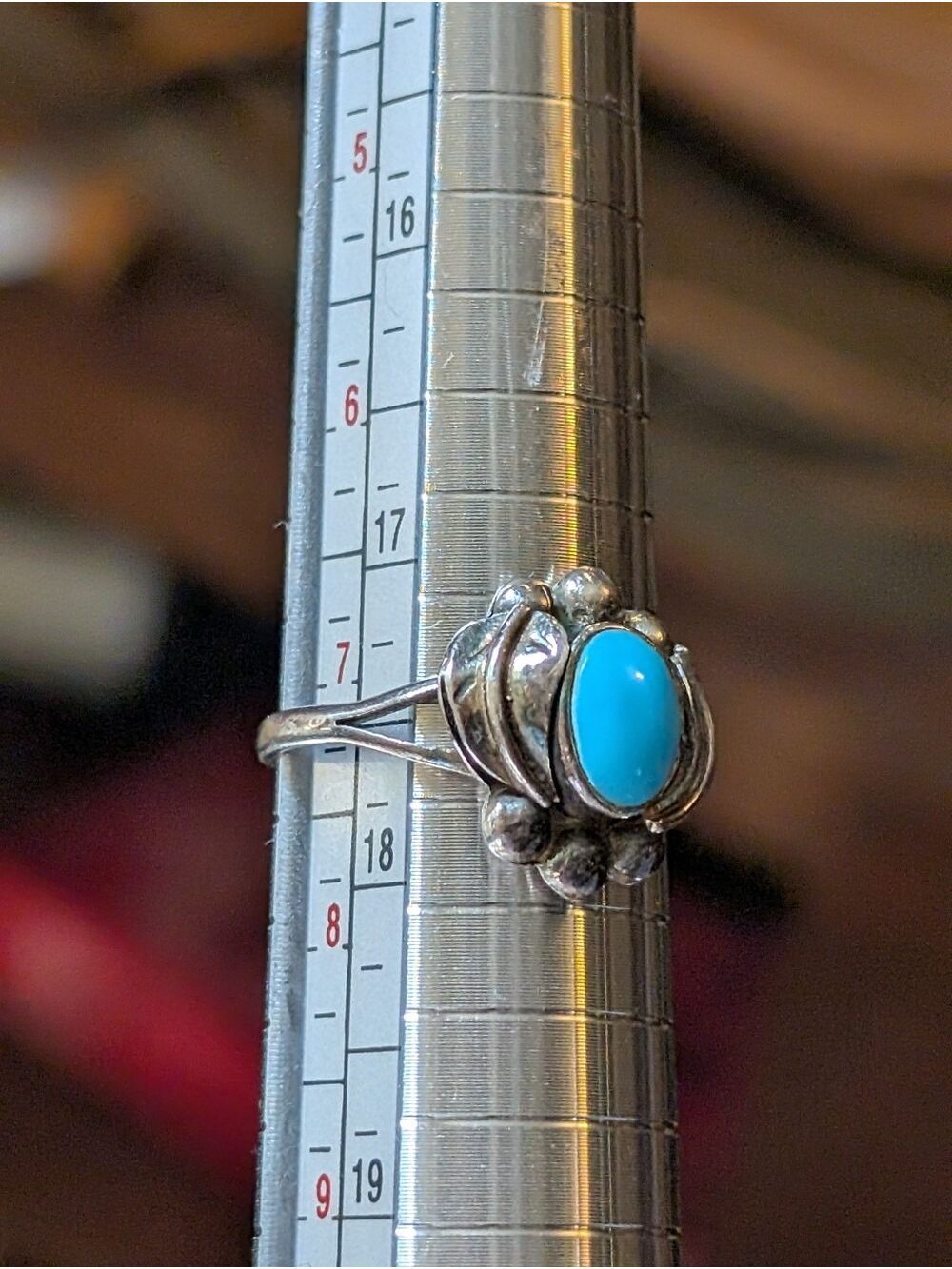 Mexican Sterling Silver 925 Blue Stone Cabochon Ring Artisan Handmade Vintage - Picture 6 of 15